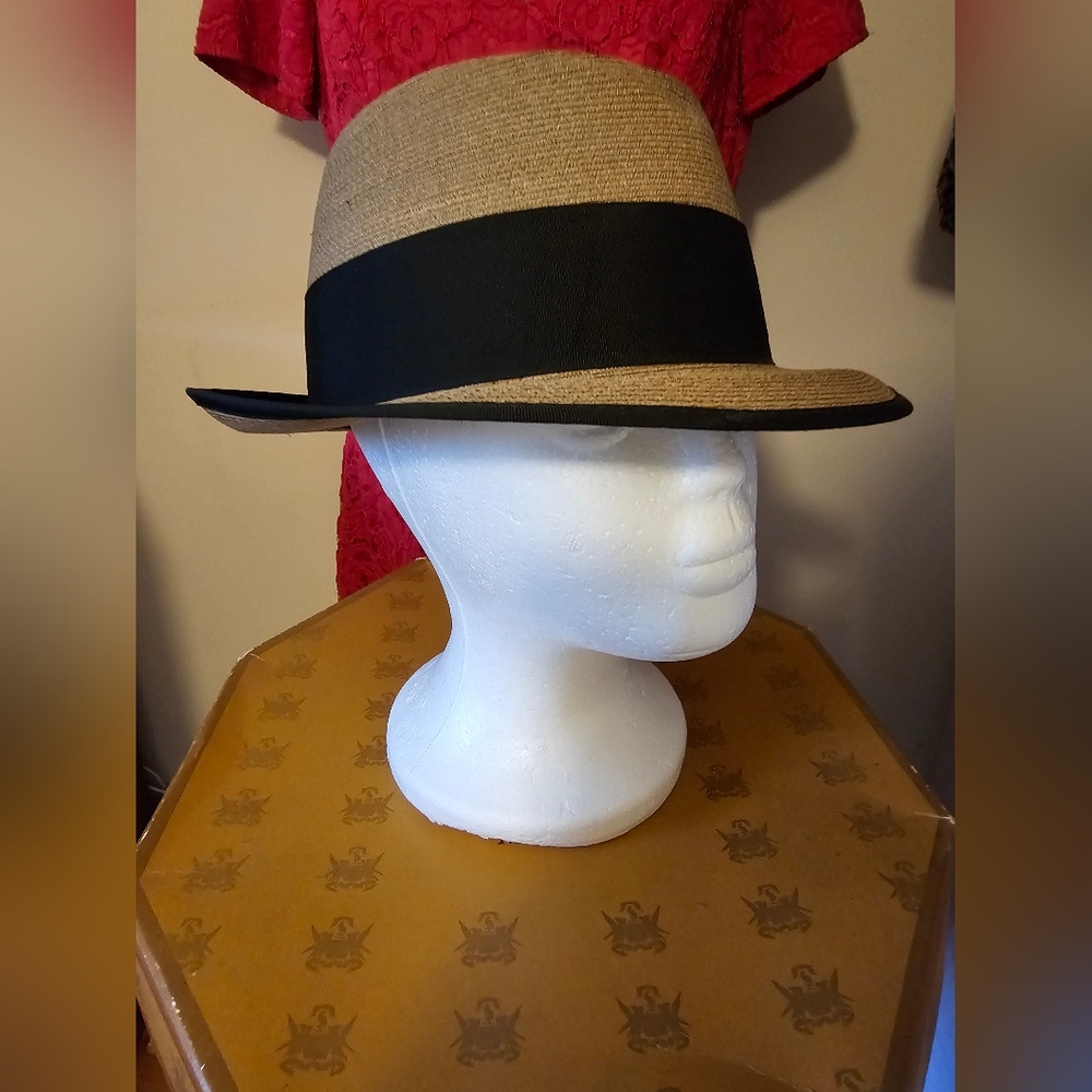Vintage Dobbs/Knox NY Straw Fedora sz 7 1/8